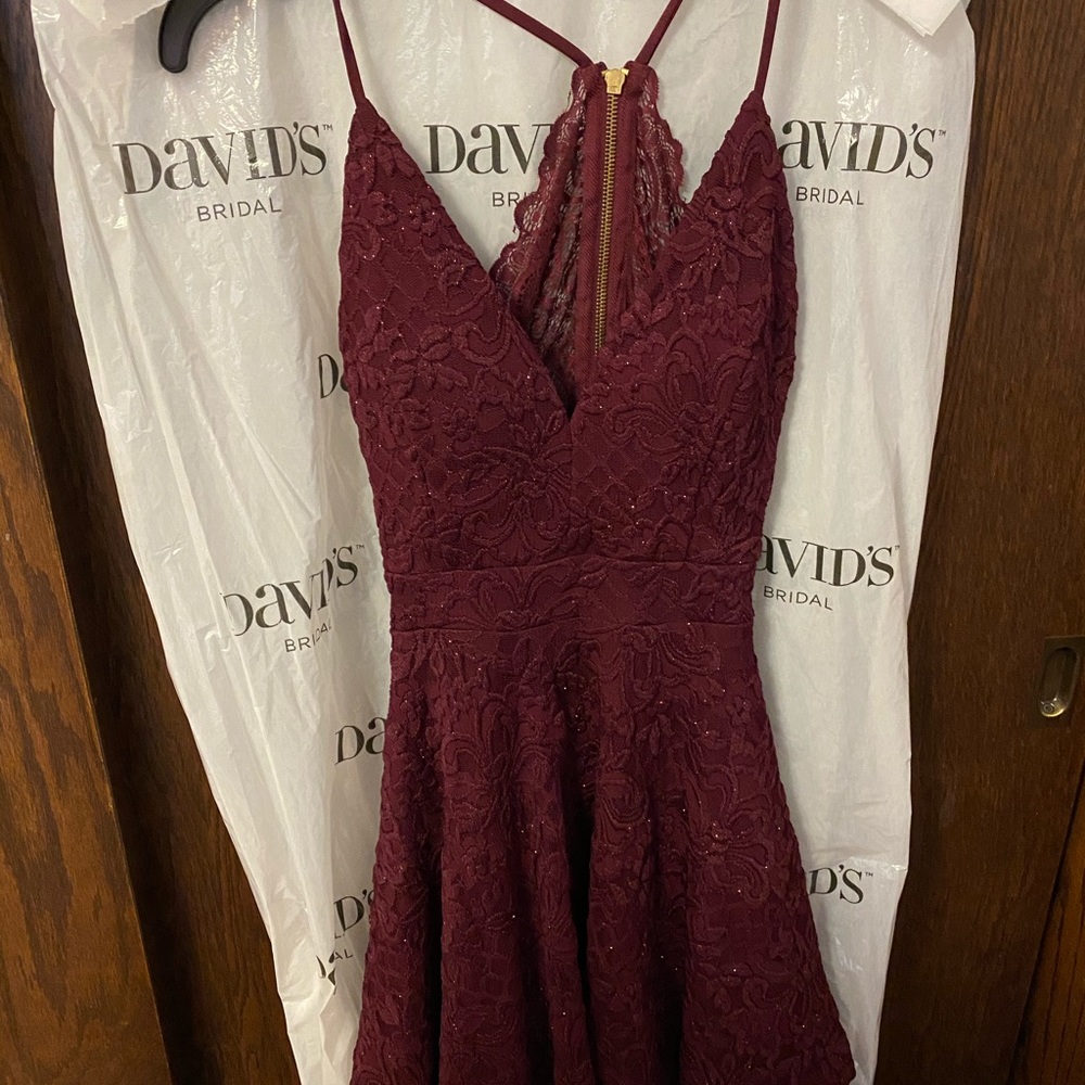Burgundy floral dress with sparkles